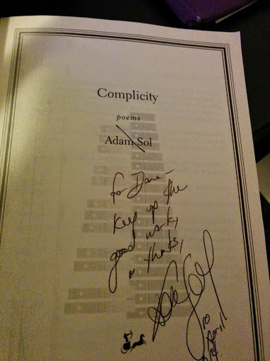 signed copy of Complicity by Adam Sol